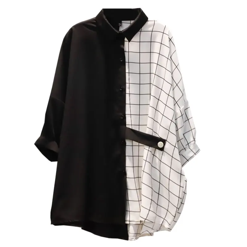 XITAO Fashion Contrast Color Woman Shirt 2021 Summer New Loose Large Size Plaid Patchwork Batwing Sleeve Casual Shirt WMD1780
XITAO Fashion Contrast Color Woman Shirt 2021 Summer New Loose Large Size Plaid Patchwork Batwing Sleeve Casual Shirt WMD1780