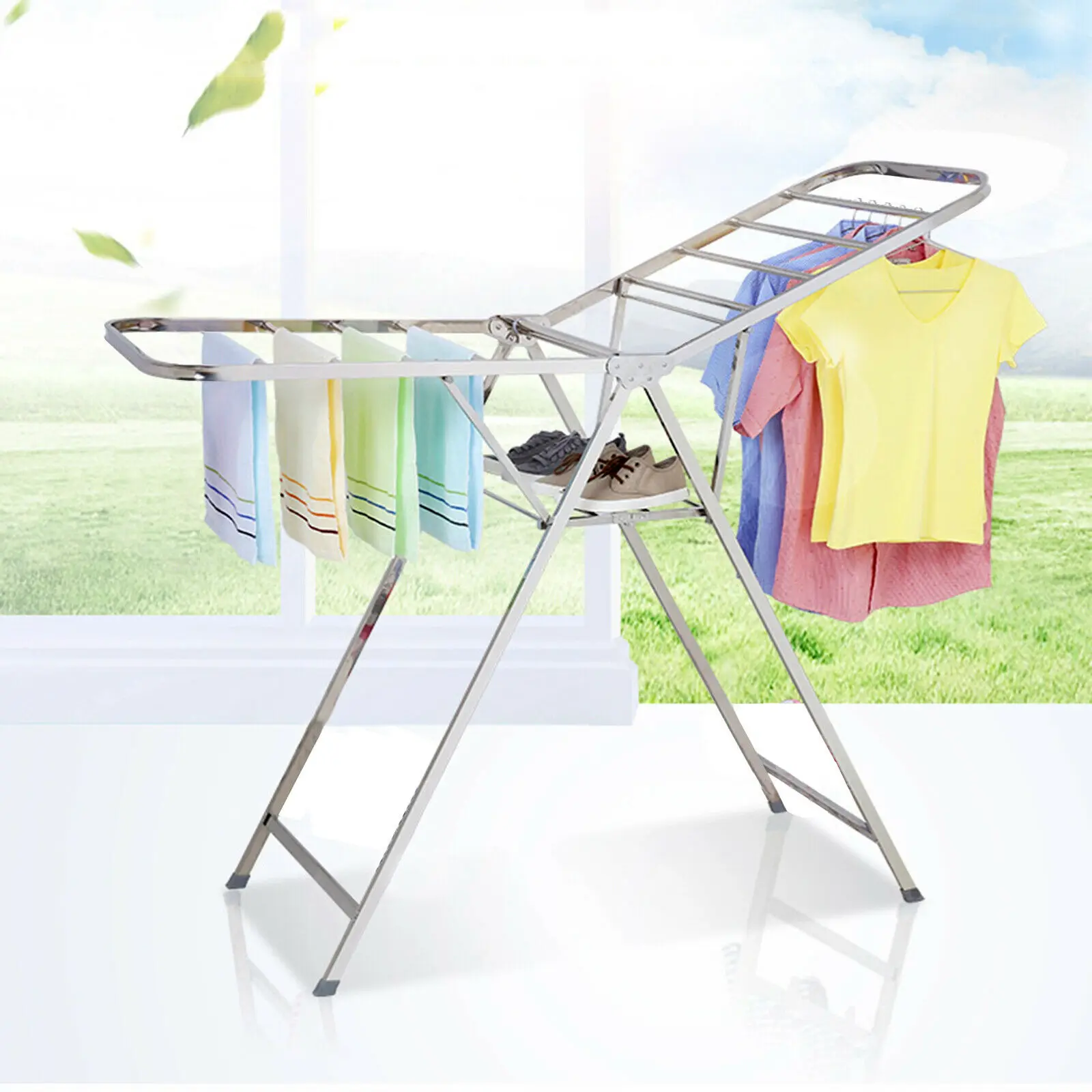 Foldable Clothes Line Airer Horse Stainless Steel Laundry Hanging Drying Rack Laundry Dryer Winged Washing Horse CN/RU/US/UK/AU
Foldable Clothes Line Airer Horse Stainless Steel Laundry Hanging Drying Rack Laundry Dryer Winged Washing Horse CN/RU/US/UK/AU