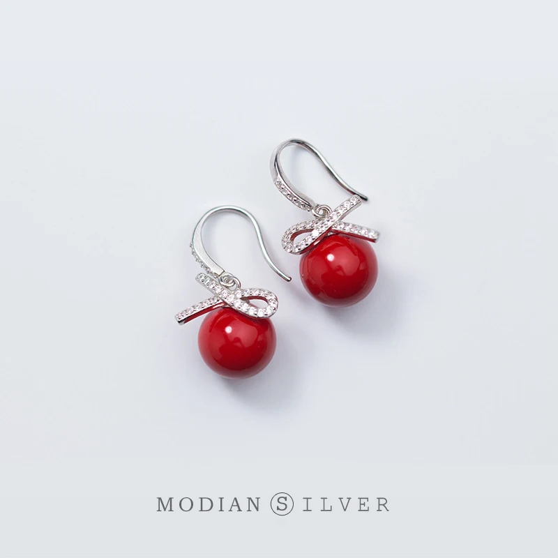 Modian 925 Sterling Silver Shiny Zircon Bowknot White and Red Elegant Big Pearl Drop Hook Earring for Women Fine Jewelry Gift
Modian 925 Sterling Silver Shiny Zircon Bowknot White and Red Elegant Big Pearl Drop Hook Earring for Women Fine Jewelry Gift