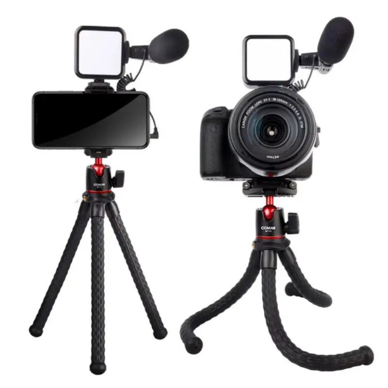 

Coman Mt40 Octopus Flexible Tripod Stand Kit for Mobile Phone Smartphone Video Camera with Cold Shoe Phone Clip Table Stand