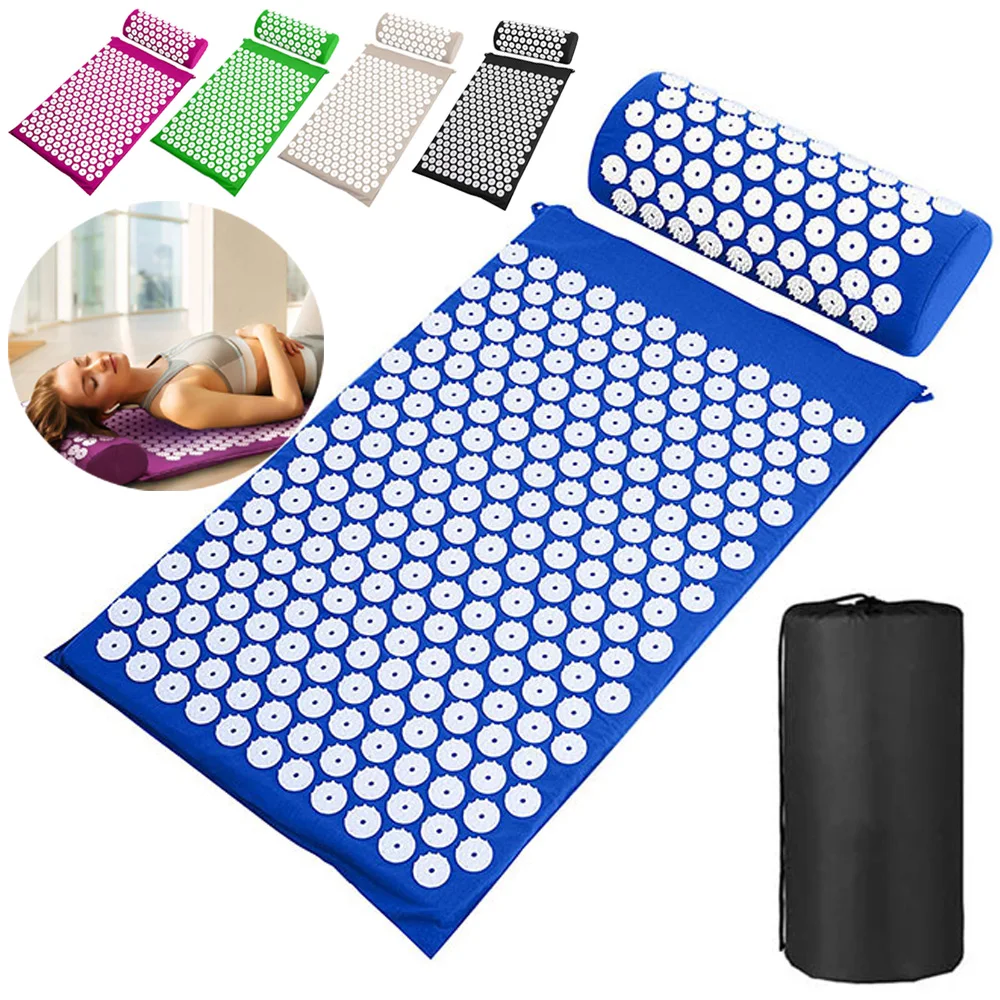 

Acupressure Mat Massage Relieve Stress Back Body Pain Spike Cushion Yoga Acupuncture Mat