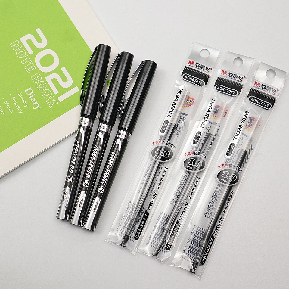 

3pcs Gel Pen Black Ink 1.0mm Superior Quality Very Good Writing Gel ink Pen Office Signature Neutral Pen Supplies Free 3 Refills