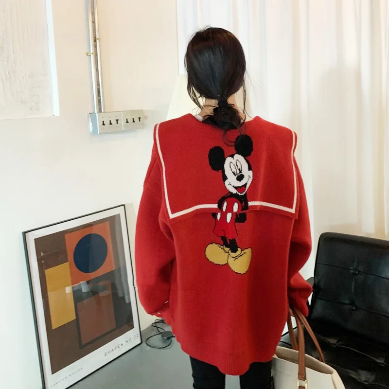Disney Women's Coat Cute Cartoon Mickey Pattern Print Coat Spring Autumn Lady Fashion Loose Versatile Knitted Cardigan Sweater
Disney Women's Coat Cute Cartoon Mickey Pattern Print Coat Spring Autumn Lady Fashion Loose Versatile Knitted Cardigan Sweater