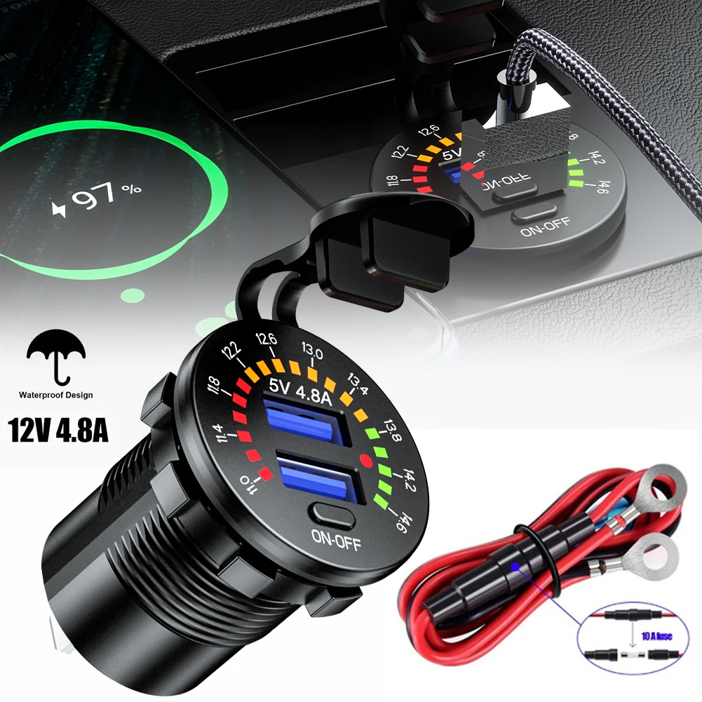 12V USB Car Fast Charger Universal 4.8A USB Charger Adapter Waterproof QC3.0 Dual USB Charging with LED Voltmeter for Phone GPS
12V USB Car Fast Charger Universal 4.8A USB Charger Adapter Waterproof QC3.0 Dual USB Charging with LED Voltmeter for Phone GPS