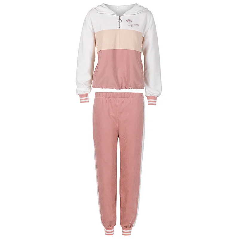 Women Hooded Sweatshirts Suit Female Letter Print Tracksuit Stitching Color Running Long Sleeve Zipper Hoodies Suits Streetwear
Women Hooded Sweatshirts Suit Female Letter Print Tracksuit Stitching Color Running Long Sleeve Zipper Hoodies Suits Streetwear