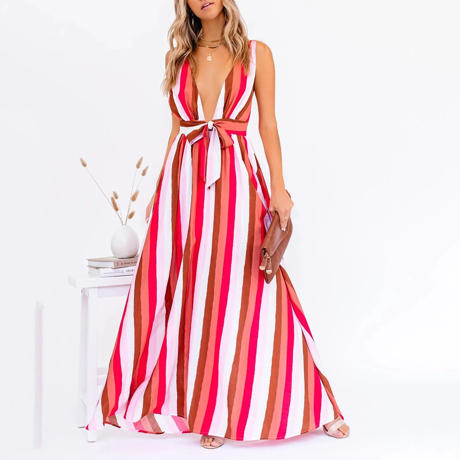 2021 Women's Fashion Layered Rainbow Striped Sexy Loose Sling Dress Long Skirt
2021 Women's Fashion Layered Rainbow Striped Sexy Loose Sling Dress Long Skirt