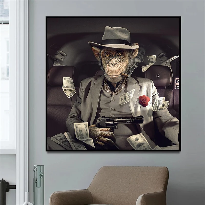 Ape Monkey Animal Poster money gun Canvas Print Abstract Artwork Art Painting Nordic Wall Picture for Living Room Decoration
Ape Monkey Animal Poster money gun Canvas Print Abstract Artwork Art Painting Nordic Wall Picture for Living Room Decoration
