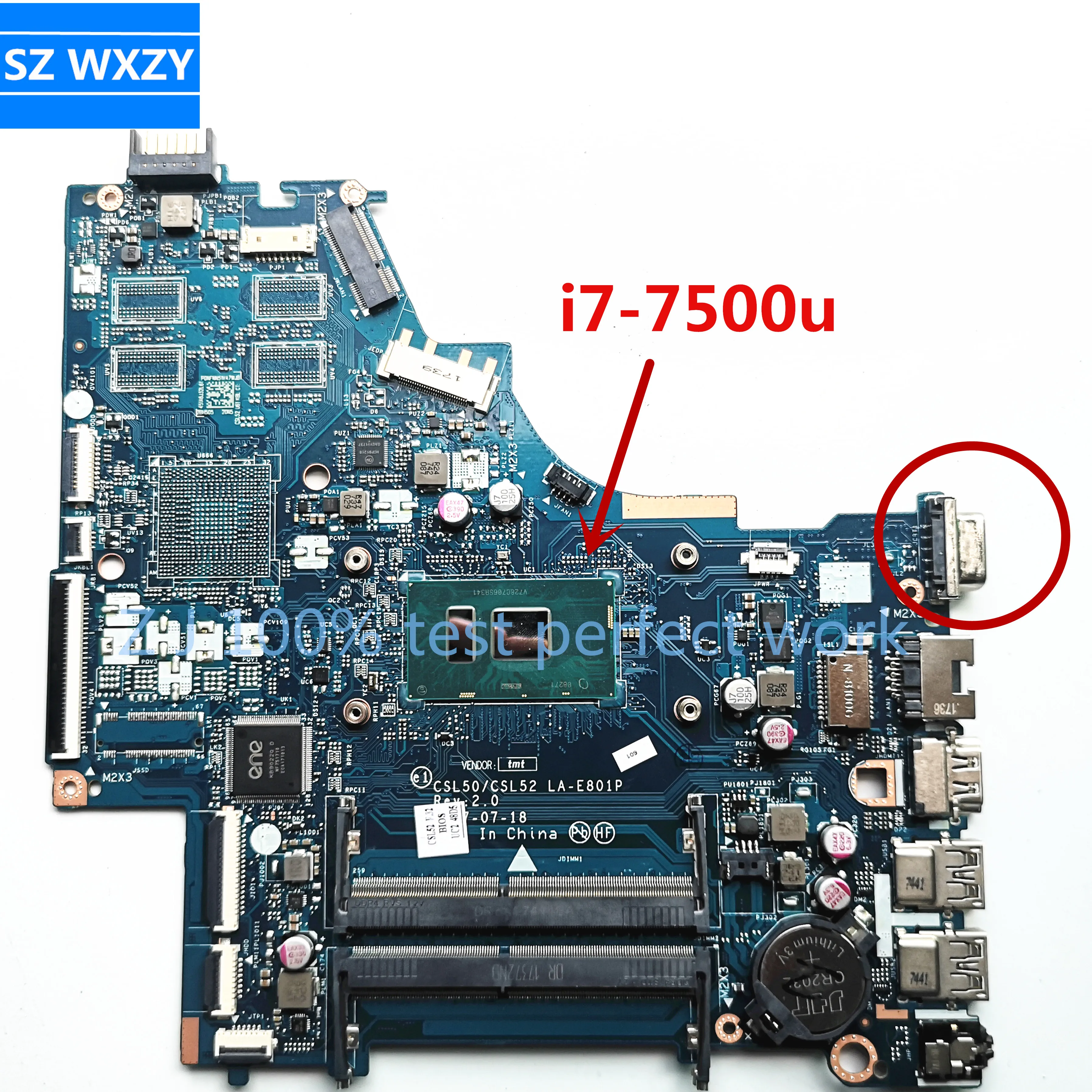 Оригинальная материнская плата для ноутбука HP 250 G6 LA-E801P с i7-7500U ЦПУ 926246-601 926246-001 DDR4