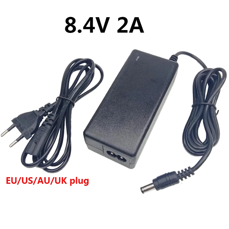 8.4V 2A AC DC Power Adapter Supply Charger Adaptor 8.4 Volt 2000MA US EU AU UK Plug 5.5x2.5mm 5.5x2.1mm Lithium Battery
8.4V 2A AC DC Power Adapter Supply Charger Adaptor 8.4 Volt 2000MA US EU AU UK Plug 5.5x2.5mm 5.5x2.1mm Lithium Battery