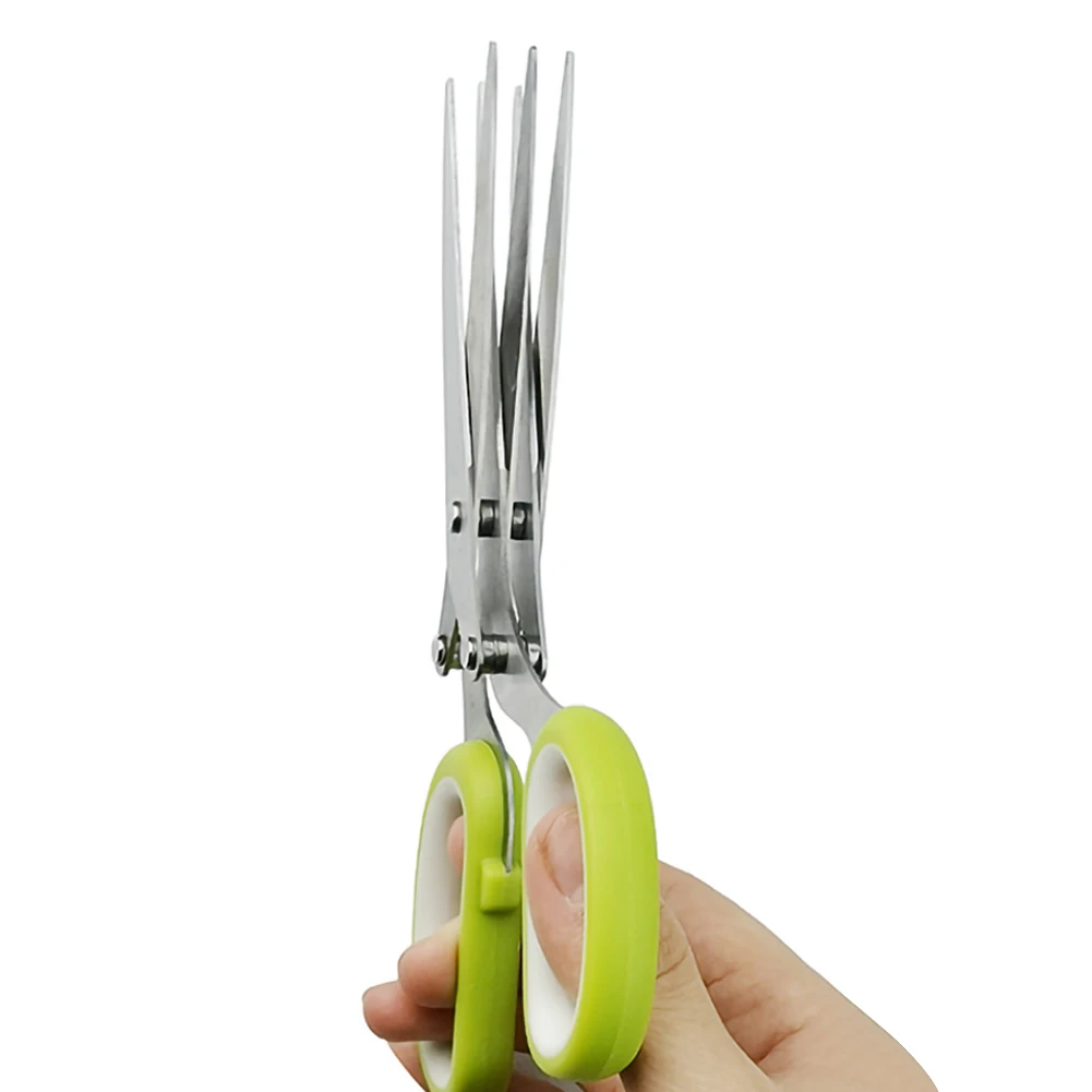 Multi-functional Stainless Steel Kitchen Knives 5 Layers Scissors Shredded Scallion Cut Herb Spices Scissors Cooking Tools CSV 
Multi-functional Stainless Steel Kitchen Knives 5 Layers Scissors Shredded Scallion Cut Herb Spices Scissors Cooking Tools CSV
