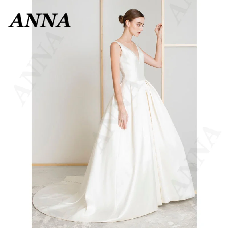 Anna Beauty Wedding Dress 2022 Simple V-Neck Satin Beach Party Bridal Gown Sexy Button Vestido De Noiva Civil Women Skirt
Anna Beauty Wedding Dress 2022 Simple V-Neck Satin Beach Party Bridal Gown Sexy Button Vestido De Noiva Civil Women Skirt