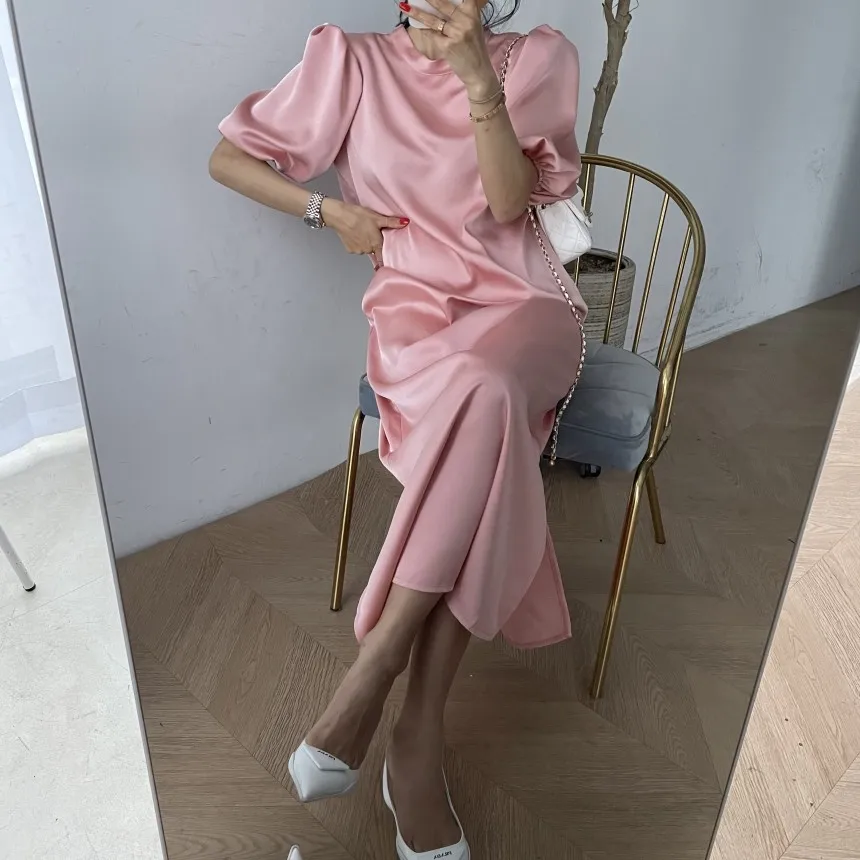 Women's Korean-Style Chic Glossy Lace-up Inspirational Design Long below the Knee Split Slimming Dress
Women's Korean-Style Chic Glossy Lace-up Inspirational Design Long below the Knee Split Slimming Dress