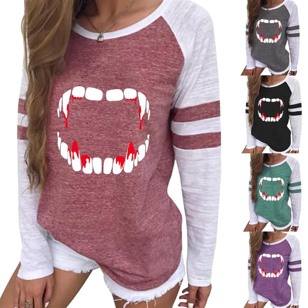 Women Fashion Autumn Winter Long Sleeve Devil Mouth Printing T-shirts Halloween Tops Female Outdoor Loose Tops Casual Party Tops
Women Fashion Autumn Winter Long Sleeve Devil Mouth Printing T-shirts Halloween Tops Female Outdoor Loose Tops Casual Party Tops