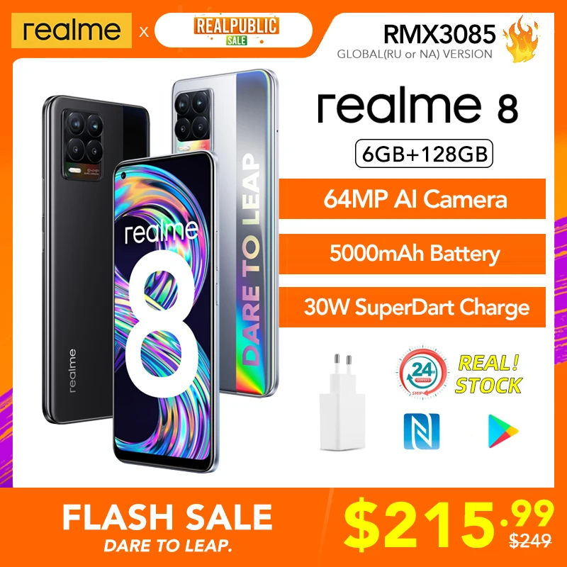 Смартфон realme 8 глобальная версия, 6 + 128 ГБ, 30 Вт, AMOLED дисплей 6,4 дюйма, камера 64 мп, 5000 мАч, NFC
Смартфон realme 8 глобальная версия, 6 + 128 ГБ, 30 Вт, AMOLED дисплей 6,4 дюйма, камера 64 мп, 5000 мАч, NFC