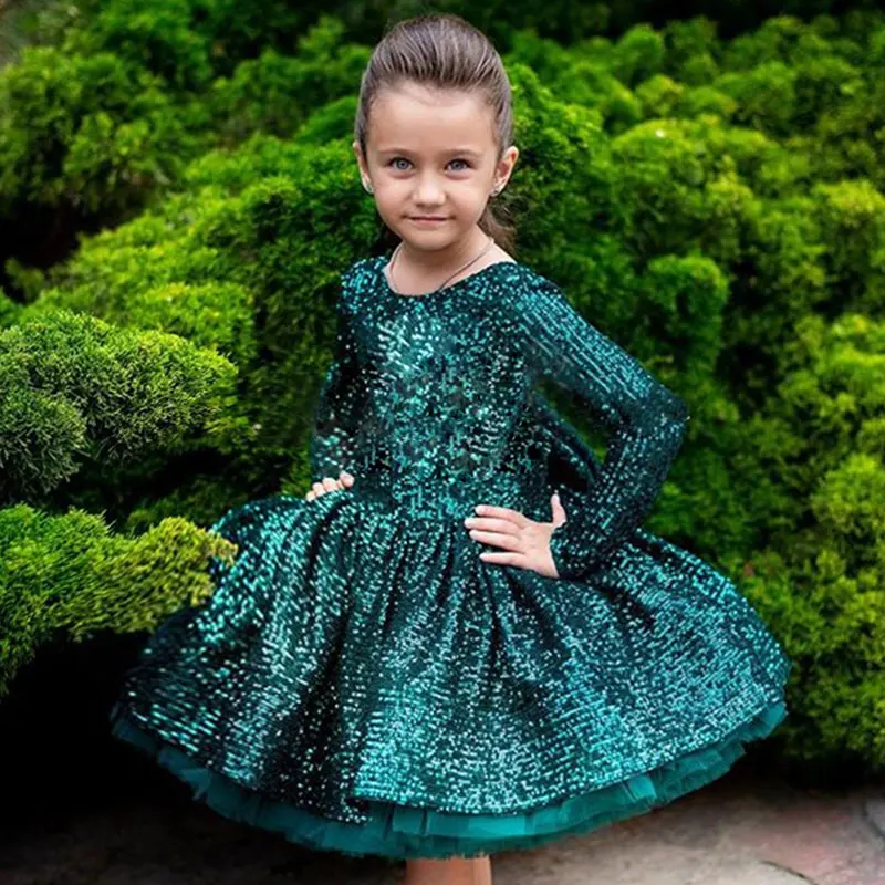 Green Shiny Sequins Long Sleeve Girl's Dress V Neck Big Bow Princess Birthday Party Dress Knee Length Kids Clothes
Green Shiny Sequins Long Sleeve Girl's Dress V Neck Big Bow Princess Birthday Party Dress Knee Length Kids Clothes