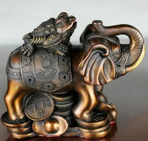 China Copper red bronze Toad ride Elephant Money Wealth Rich Coin Yuanbao statue
China Copper red bronze Toad ride Elephant Money Wealth Rich Coin Yuanbao statue