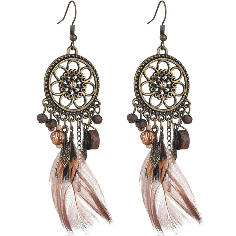 Vintage Bohemian Feather Earrings 2021 Hollow Flower Circle Dangle Drop Earrings For Women Boho Jewelry
Vintage Bohemian Feather Earrings 2021 Hollow Flower Circle Dangle Drop Earrings For Women Boho Jewelry