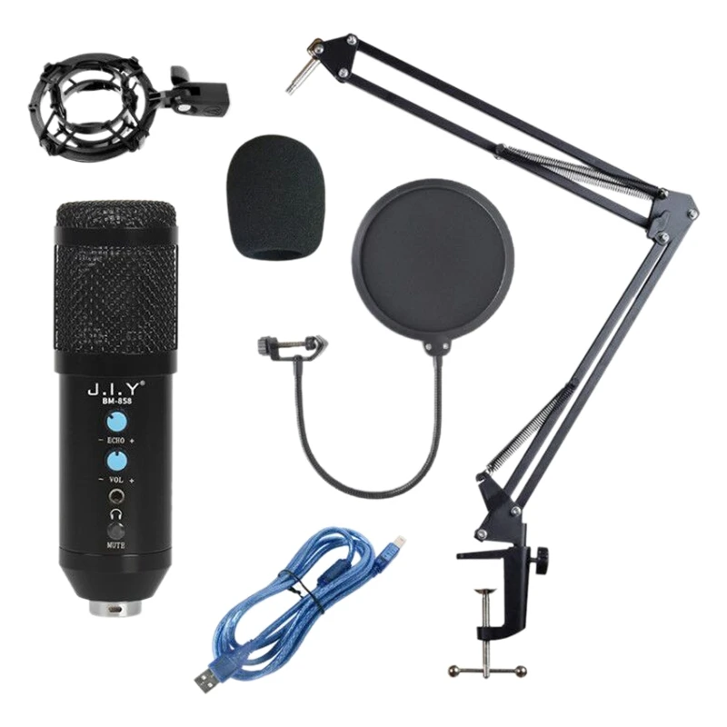 BM858 Microphone Kit Studio USB Computer Condenser Microphone with Adjustable Arm Stand Shock Mount for YouTube
BM858 Microphone Kit Studio USB Computer Condenser Microphone with Adjustable Arm Stand Shock Mount for YouTube