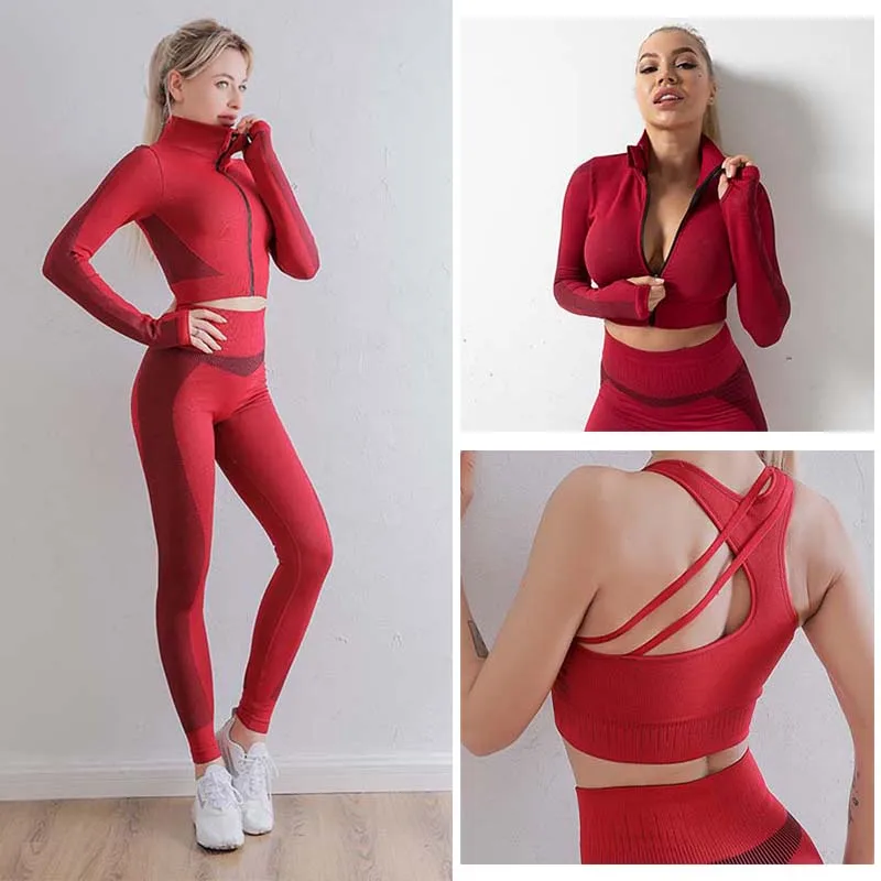 Gym woman Tracksuit Yoga Seamless Set Sport Leggings Fitness Suit Push Up Bra Long Sleeve Top 3 Piece Fitness Workout Clothing
Gym woman Tracksuit Yoga Seamless Set Sport Leggings Fitness Suit Push Up Bra Long Sleeve Top 3 Piece Fitness Workout Clothing