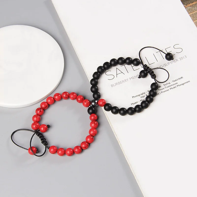 Love Connector Bracelets Attractive Megnet Charm Bracelet Men Natural Black Volcanic 7 Chakra Stone Beads Bangle Women Jewelry 
Love Connector Bracelets Attractive Megnet Charm Bracelet Men Natural Black Volcanic 7 Chakra Stone Beads Bangle Women Jewelry