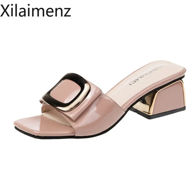 Summer Women Shoes Slippers Fashion Metal Buckle Ladies Mules Slides High Heels Pumps Women Casual Slippers
Summer Women Shoes Slippers Fashion Metal Buckle Ladies Mules Slides High Heels Pumps Women Casual Slippers