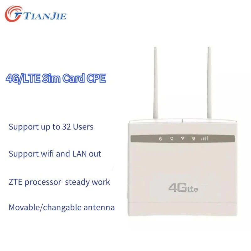 

TIANJIE Wireless 4G 300Mbps LTE FDD TDD WIFI Router Unlock CPE WI-FI Modem External Antennas With Sim Card Slot RJ45 Port Dongle