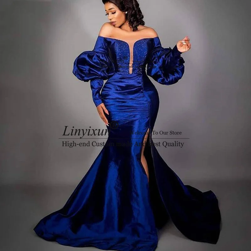 Royal Blue Prom Dresses Off Shoulder Mermaid Long Sleeves Custom Made Side Split Beaded Formal Evening Party Gowns New Arrival
Royal Blue Prom Dresses Off Shoulder Mermaid Long Sleeves Custom Made Side Split Beaded Formal Evening Party Gowns New Arrival