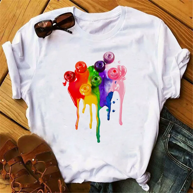 New Womens Graphic T Shirts 3D Finger Nail Paint Color Printed Fashion Cute Top Tshirt Female Tee Shirt Ladies T-shirts
New Womens Graphic T Shirts 3D Finger Nail Paint Color Printed Fashion Cute Top Tshirt Female Tee Shirt Ladies T-shirts