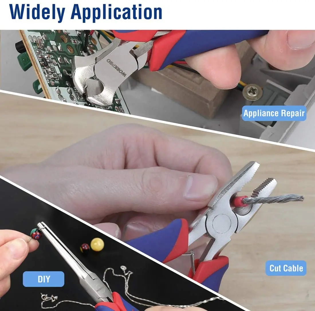 WORKPRO 6-piece Mini Pliers Set - Needle Nose, Diagonal, Long Nose, Bent Nose, End Cutting and Linesman, for Making Crafts
WORKPRO 6-piece Mini Pliers Set - Needle Nose, Diagonal, Long Nose, Bent Nose, End Cutting and Linesman, for Making Crafts