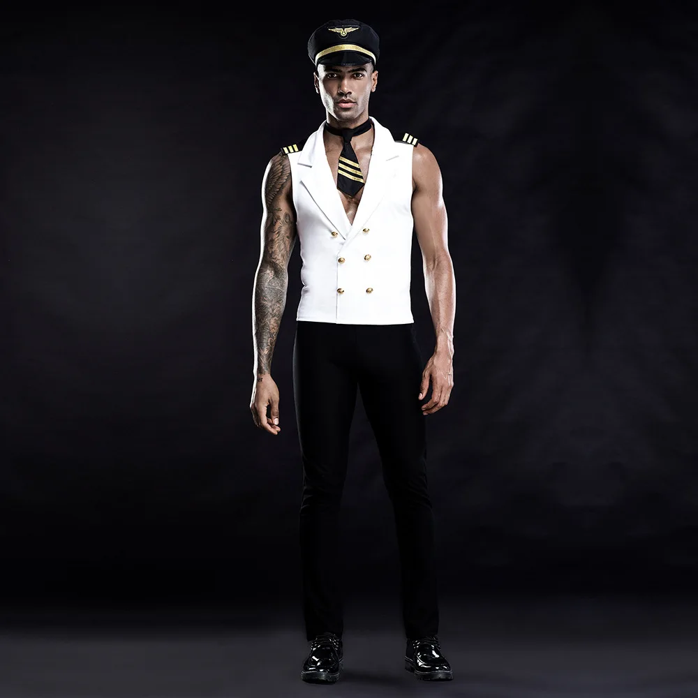 Men's sexy uniform nightclub bar flying officer character Sao temptation suit sexy lingerie
Men's sexy uniform nightclub bar flying officer character Sao temptation suit sexy lingerie