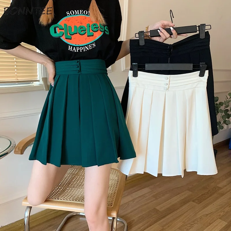 Skirts Women Mini Pleated Button Solid Design Basic Preppy Casual All Match Summer Empire Thin Cozy Vintage Female Korean Style
Skirts Women Mini Pleated Button Solid Design Basic Preppy Casual All Match Summer Empire Thin Cozy Vintage Female Korean Style