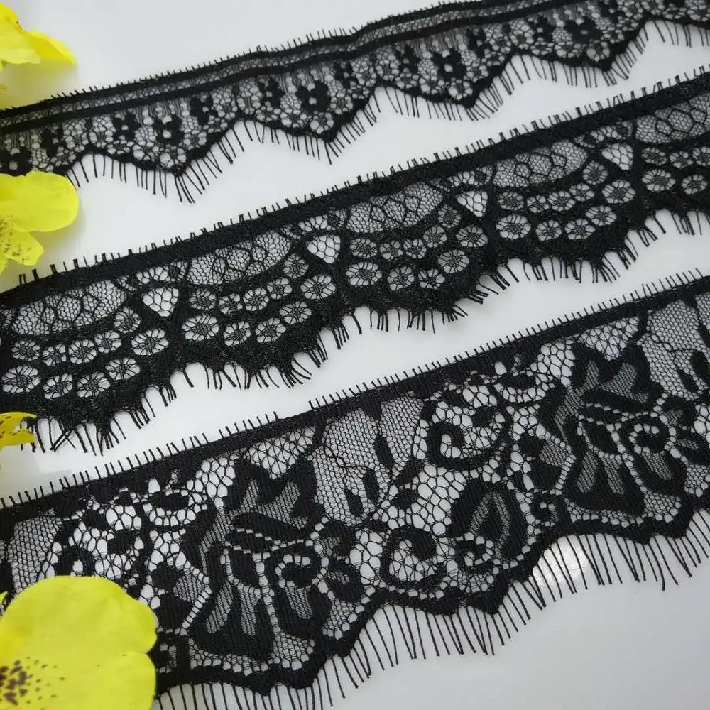 5cm 6cm 7cm Wide Black White Lace Fabric trim Wedding Decoration Sewing Applique Eyelashes Lace Ribbon
5cm 6cm 7cm Wide Black White Lace Fabric trim Wedding Decoration Sewing Applique Eyelashes Lace Ribbon