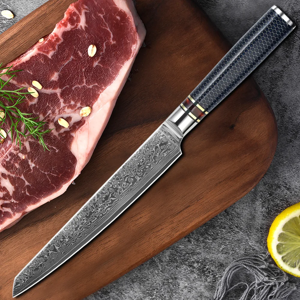 8 Inch Filleting Sushi Knives 67Layer Damascus Steel Japanese Sashimi Chef Knife Sharp Slicing Cleaver Salmon Fish Sushi Knife
8 Inch Filleting Sushi Knives 67Layer Damascus Steel Japanese Sashimi Chef Knife Sharp Slicing Cleaver Salmon Fish Sushi Knife