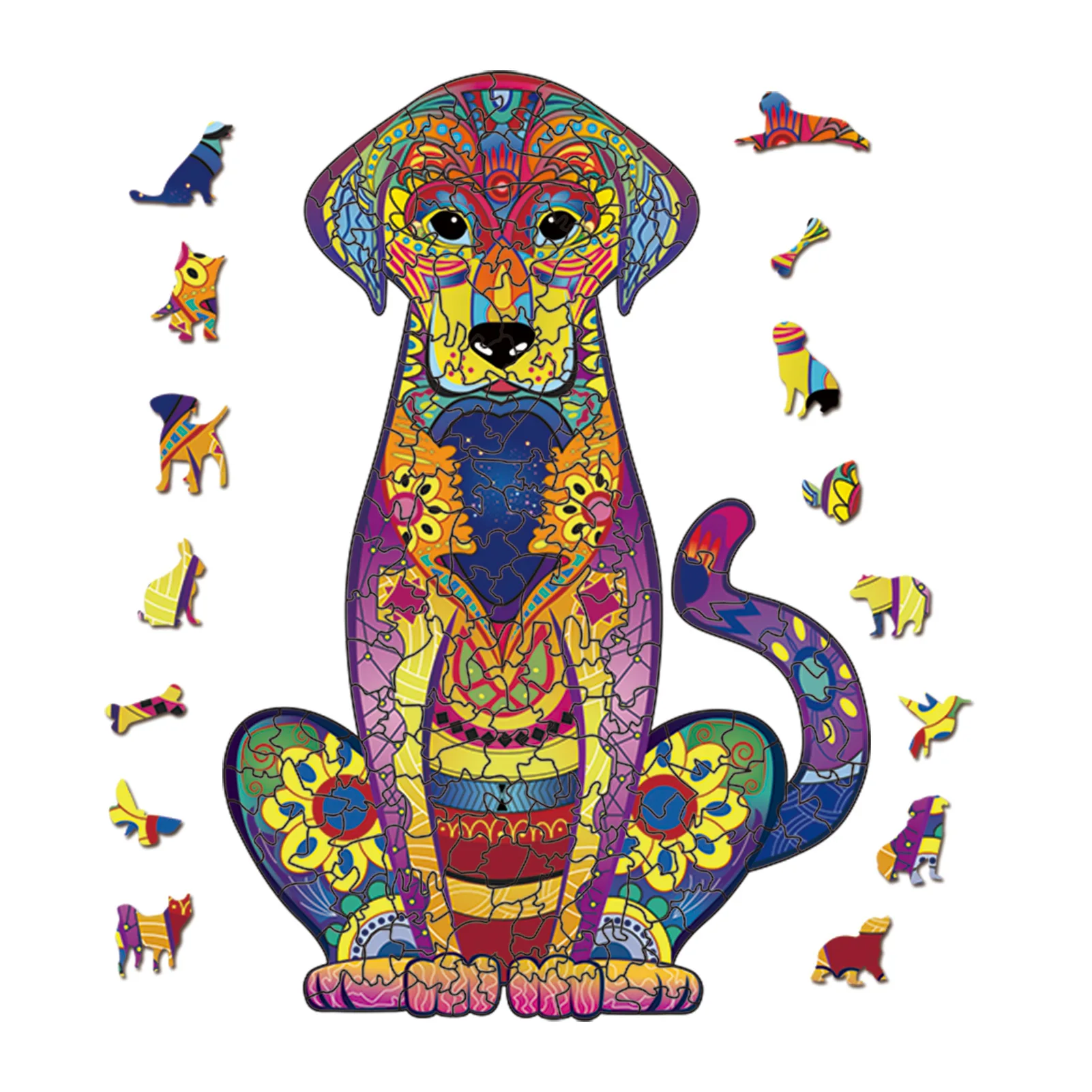 New Loyal Dog Wooden Puzzle Unique Shape Irregular Animal Jigsaw Game Toy Gift Box Rainbow Piece 100 LMS 3 Size 450g for Kids
New Loyal Dog Wooden Puzzle Unique Shape Irregular Animal Jigsaw Game Toy Gift Box Rainbow Piece 100 LMS 3 Size 450g for Kids