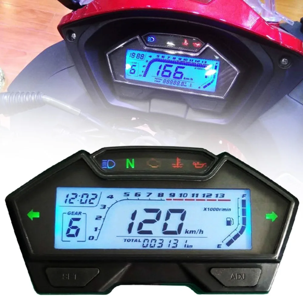 12V Moto rcycle метр velocimetro цифровой спидометр 13000 об/мин 1 4 года цилиндр уровня топлива