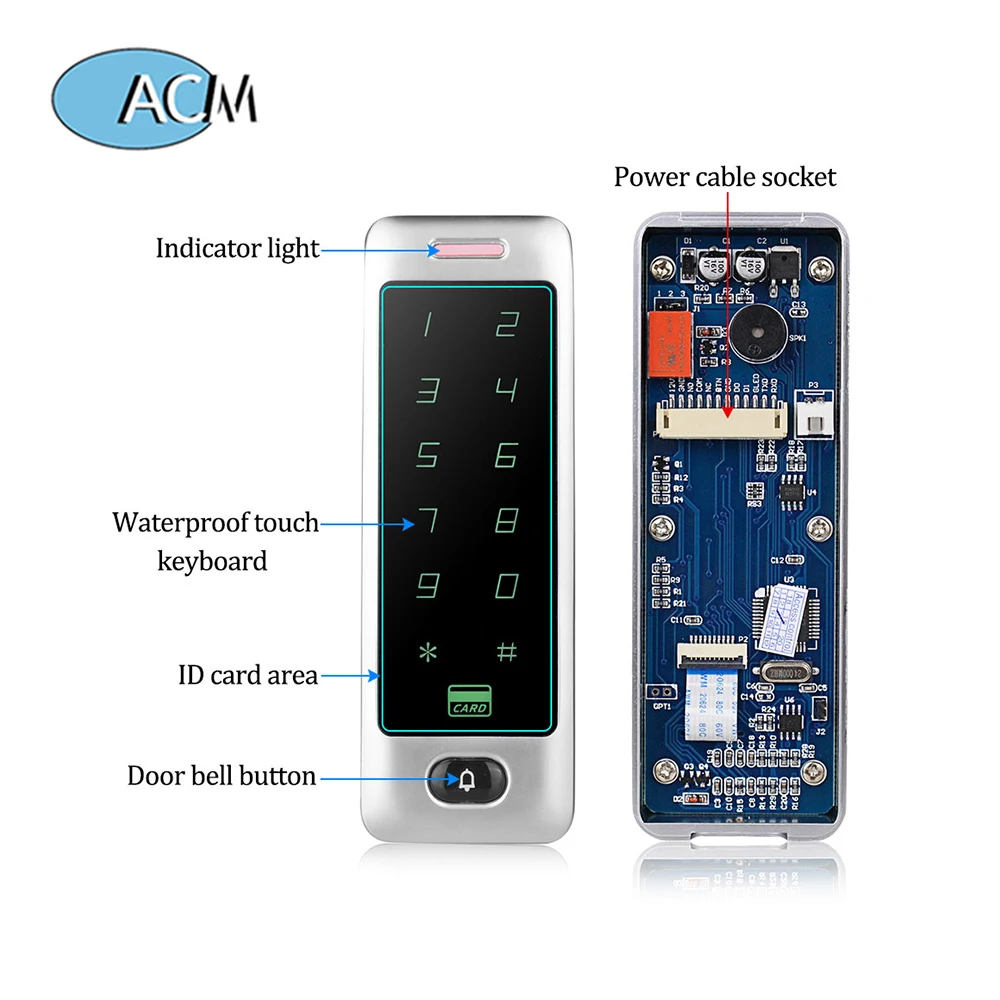 IP65 Waterproof Access Control RFID Keyboard EM Card Reader Touch Metal Keypad with Doorbell
IP65 Waterproof Access Control RFID Keyboard EM Card Reader Touch Metal Keypad with Doorbell