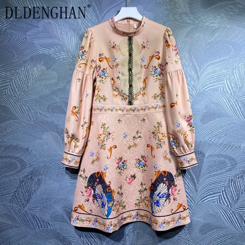 DLDENGHAN Fashion Runway Designer Autumn Jacquard Dress Women Stand Collar Lantern Sleeve Ruffle Vintage Flower Print Dresses
DLDENGHAN Fashion Runway Designer Autumn Jacquard Dress Women Stand Collar Lantern Sleeve Ruffle Vintage Flower Print Dresses