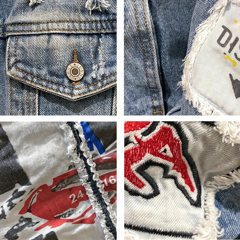SEVEYFAN Men's Hip-Hop Denim Jacket Personality Patch Hole Loose Casual Denim Street Fashion Brand for Man
SEVEYFAN Men's Hip-Hop Denim Jacket Personality Patch Hole Loose Casual Denim Street Fashion Brand for Man
