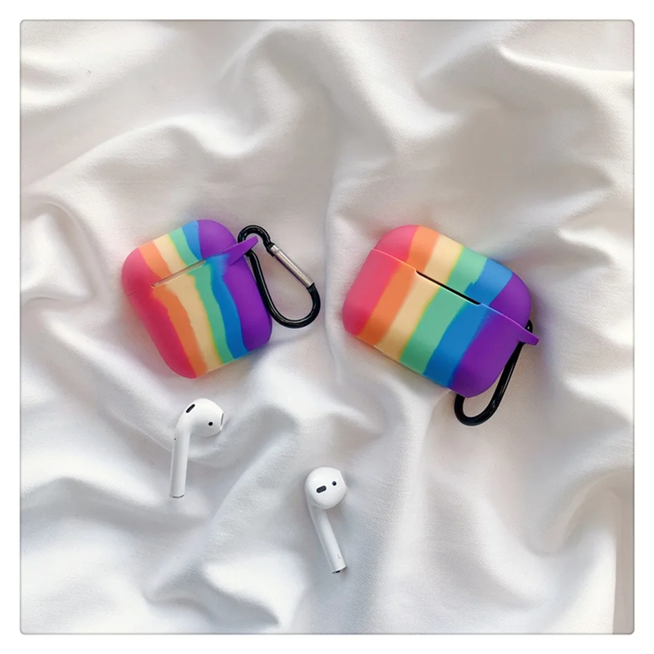 For AirPods Case Fashion Cute Rainbow Earphone Case For AirPods 2 3 airpods pro Liquid Silicone Soft Protect Cover with Keychain
For AirPods Case Fashion Cute Rainbow Earphone Case For AirPods 2 3 airpods pro Liquid Silicone Soft Protect Cover with Keychain