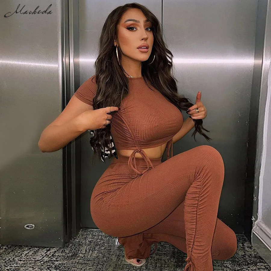 Macheda/Летний однотонный повседневный комплект из двух предметов, женская трикотажная футболка с круглым вырезом и короткими рукавами и брюк...
Macheda/Летний однотонный повседневный комплект из двух предметов, женская трикотажная футболка с круглым вырезом и короткими рукавами и брюк...