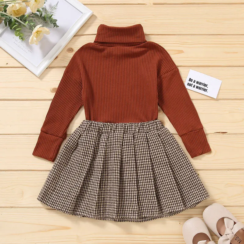 Knit Long Sleeve Turtleneck Sweater Spring Autumn Solid Color Toddler Tops Plaid Skirts Fashion Kids Girls Clothes Sets 1-6 Y
Knit Long Sleeve Turtleneck Sweater Spring Autumn Solid Color Toddler Tops Plaid Skirts Fashion Kids Girls Clothes Sets 1-6 Y