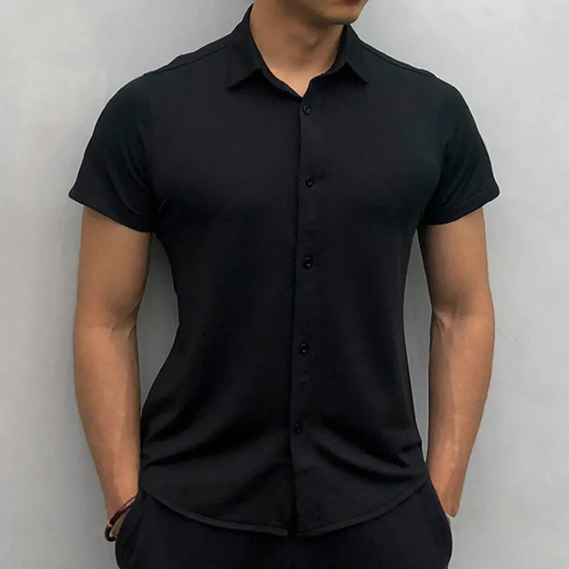 Mens Clothing 2021 Summer New Men's Casual Short-sleeved Solid Color Slim Fit Plus Size Lapel Sports Shirt Camisas Para Hombre
Mens Clothing 2021 Summer New Men's Casual Short-sleeved Solid Color Slim Fit Plus Size Lapel Sports Shirt Camisas Para Hombre