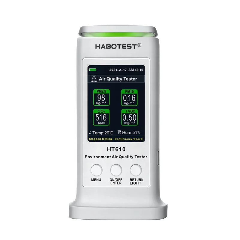 Multifunctional CO2 Meter Temperature Humidity Carbon Dioxide PM TVOC Concentration Monitor HT610 Pro Air Quality Tester
Multifunctional CO2 Meter Temperature Humidity Carbon Dioxide PM TVOC Concentration Monitor HT610 Pro Air Quality Tester