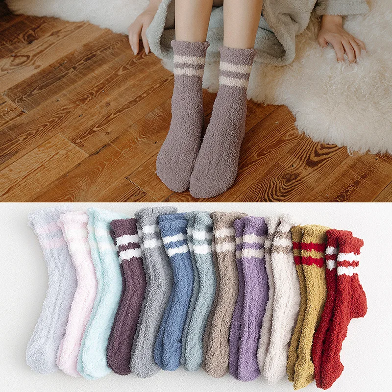 Women Winter Coral Velvet Fuzzy Slipper Socks Solid Color Double Striped Thicken Fluffy Cozy Warm Home Floor Sleeping Hosiery
Women Winter Coral Velvet Fuzzy Slipper Socks Solid Color Double Striped Thicken Fluffy Cozy Warm Home Floor Sleeping Hosiery