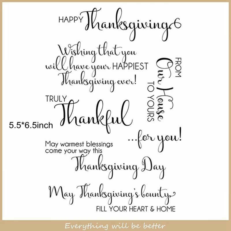 Clear Silicone Stamps Happy Thanksgiving Day for You Letter Sentence Words Scrapbook Craft Embossing Paper Cards Template 2021
Clear Silicone Stamps Happy Thanksgiving Day for You Letter Sentence Words Scrapbook Craft Embossing Paper Cards Template 2021