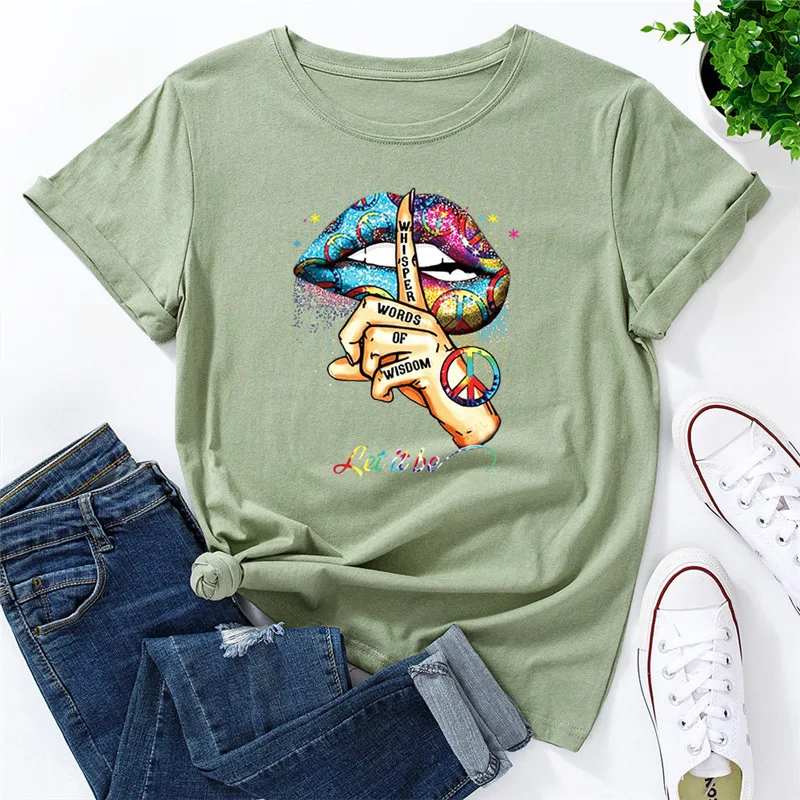 Whisper Words of Wisdom T Shirt Women Cotton Plus Size Colorful Lips Print Aestheic Graphic Tees Short Sleeve Summer T-shirt
Whisper Words of Wisdom T Shirt Women Cotton Plus Size Colorful Lips Print Aestheic Graphic Tees Short Sleeve Summer T-shirt