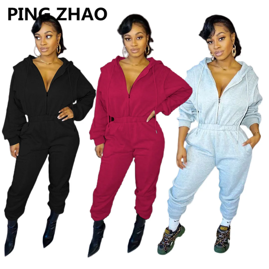 PING ZHAO Autumn Fashion Women Casual Hooded Zipper Jumpsuit Female Solid Color Long Sleeve Streetwear Romper
PING ZHAO Autumn Fashion Women Casual Hooded Zipper Jumpsuit Female Solid Color Long Sleeve Streetwear Romper
