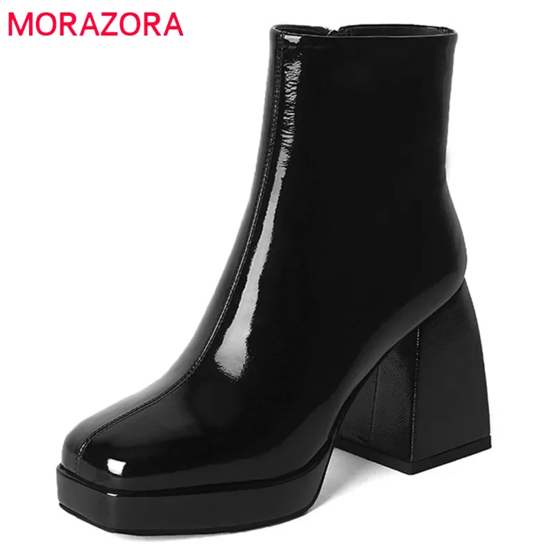MORAZORA 2021 Hot Sale Patent Leather Ankle Boots Women High Heels Platform Boots Zipper Autumn Winter Casual Shoes Ladies
MORAZORA 2021 Hot Sale Patent Leather Ankle Boots Women High Heels Platform Boots Zipper Autumn Winter Casual Shoes Ladies