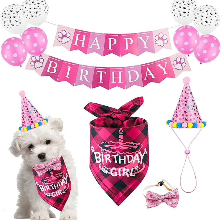 Plaid Party Birthday Dog Bandana Set with Flag Collar Tie Girl Balloon Set Pink Birthday Theme Pet Supplies Accessories
Plaid Party Birthday Dog Bandana Set with Flag Collar Tie Girl Balloon Set Pink Birthday Theme Pet Supplies Accessories