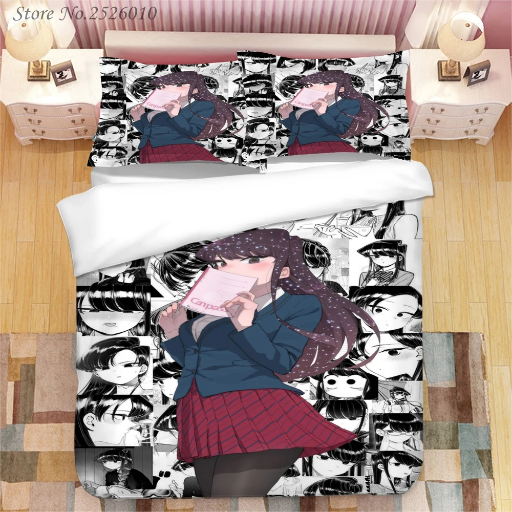 

Комплект постельного белья с 3D рисунком из аниме «Komi CAN Communicate», Королевский пододеяльник, наволочка, одеяло, покрывало, постельное белье, постельное белье 01